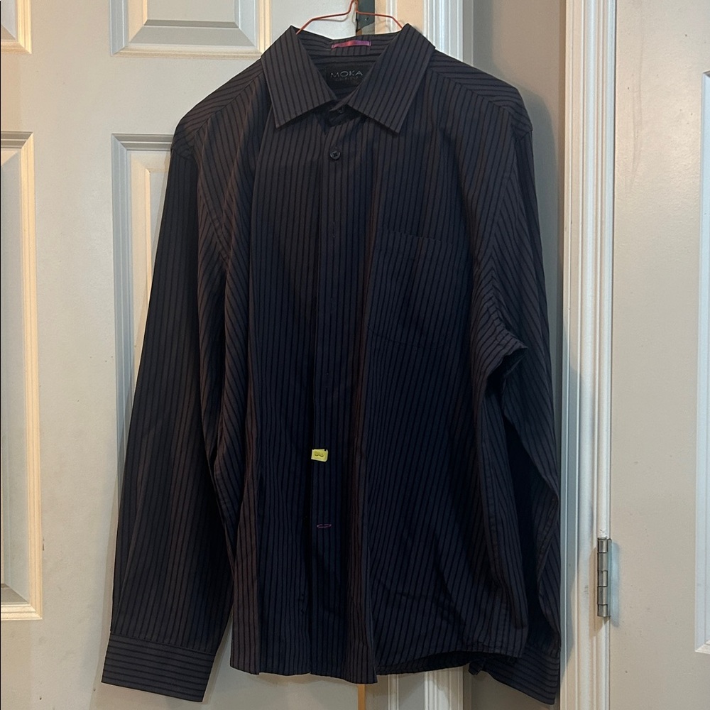 Elegant Black Striped Men's Button Down Shirt